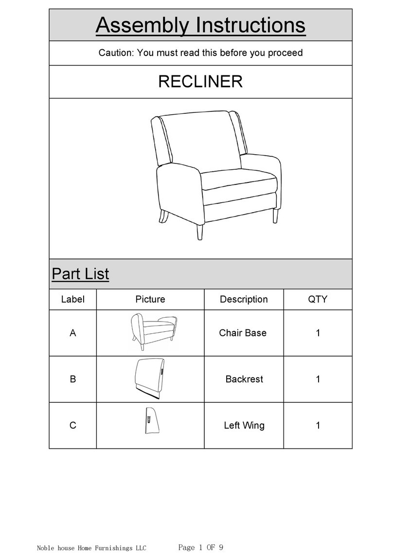 Noble House Home Furnishings RECLINER Assembly instructions
