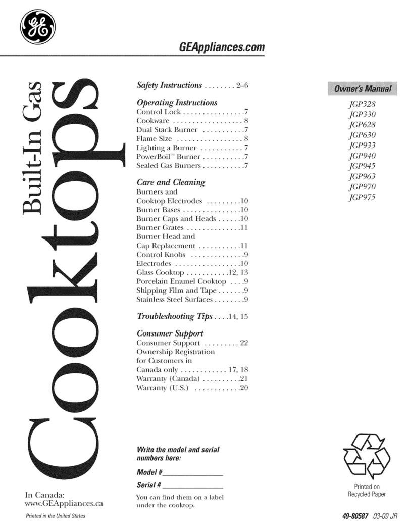 GE JGP328 owner's manual