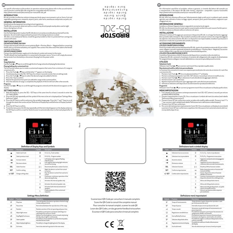 MultiSound BIRDSTOP BS-20L quick guide