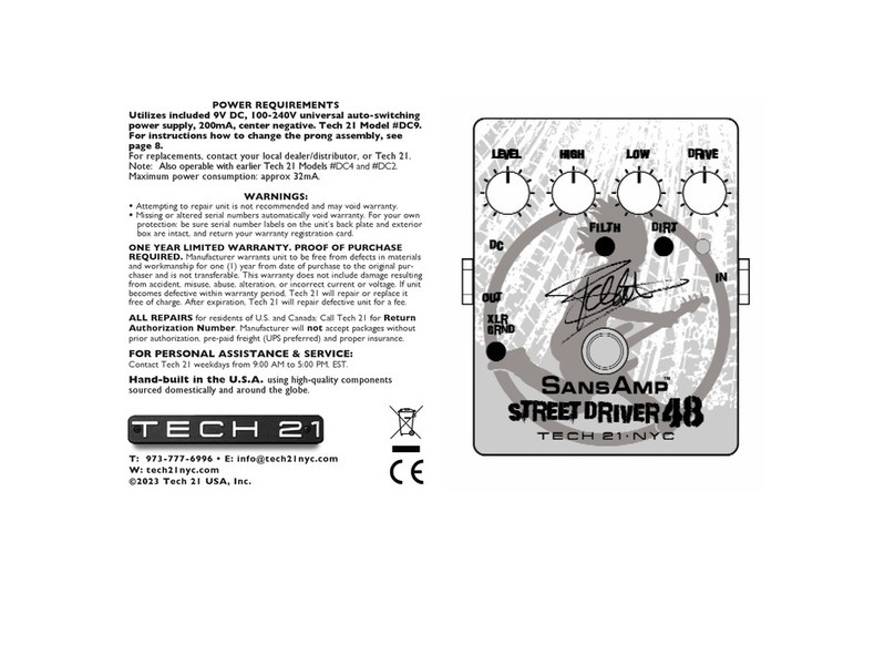 tech21 SansAmp Street Driver 48 TECH 21 NYC User manual