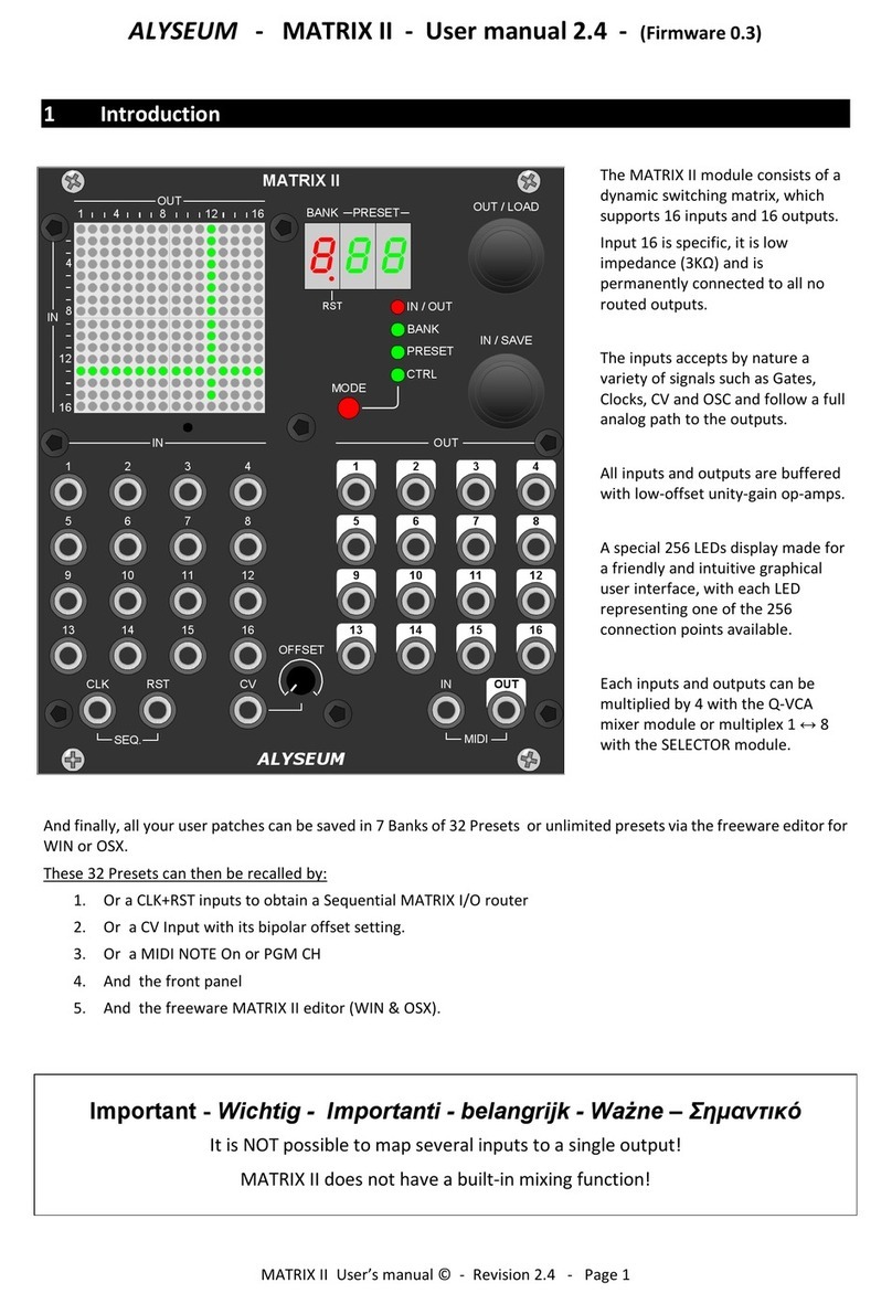 Alyseum MATRIX II user manual