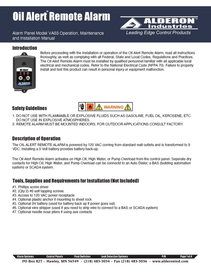 Alderon Industries Oil Alert VA03 User manual Alderon Industries Oil Alert VA03 User manual