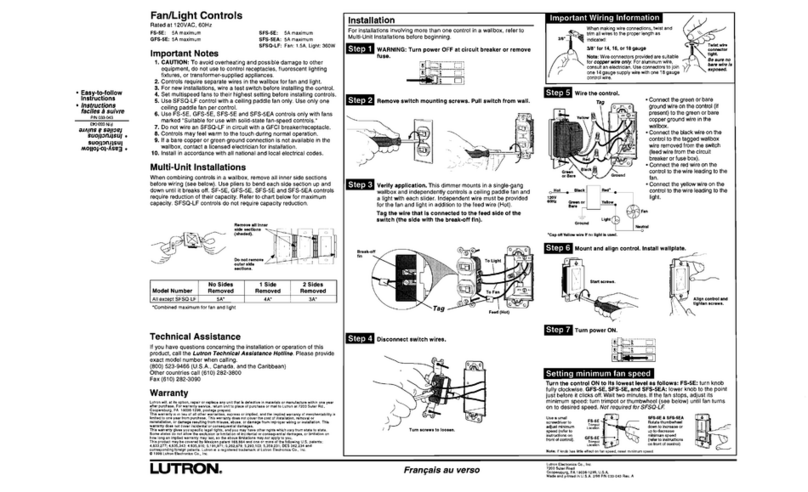 Lutron Electronics FS-SE User manual