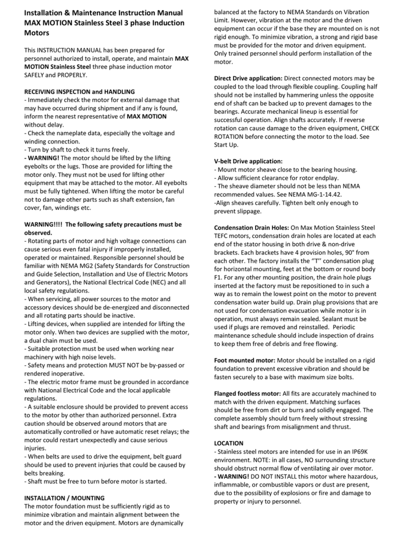 MEP MAX MOTION Installation & Maintenance Instruction Manual