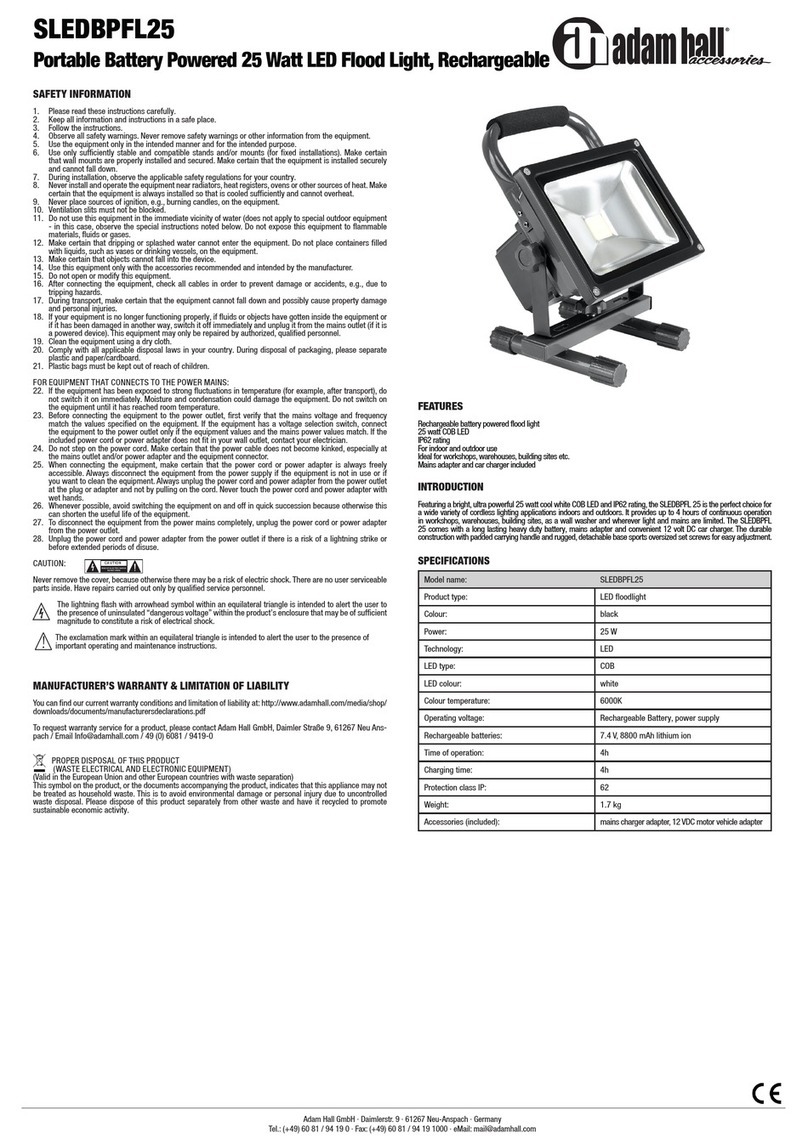 Adam Hall SLEDBPFL25 User manual