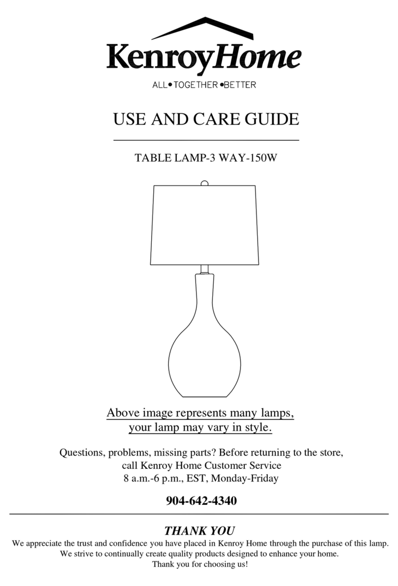 Kenroy Home TABLE LAMP-3 WAY-150W Use and care guide