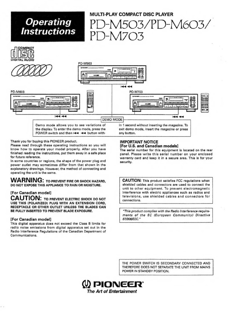 Pioneer PD-M503 User manual Pioneer PD-M503 User manual