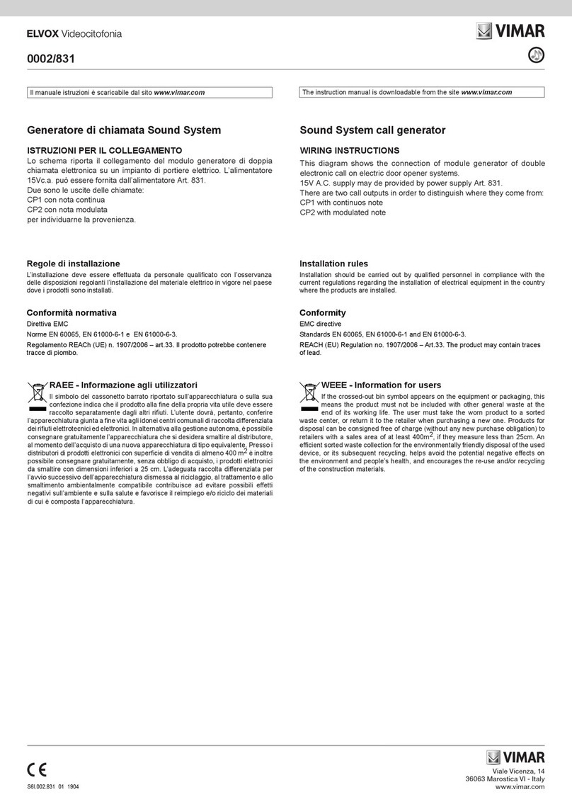 Vimar ELVOX 0002/831 instructions