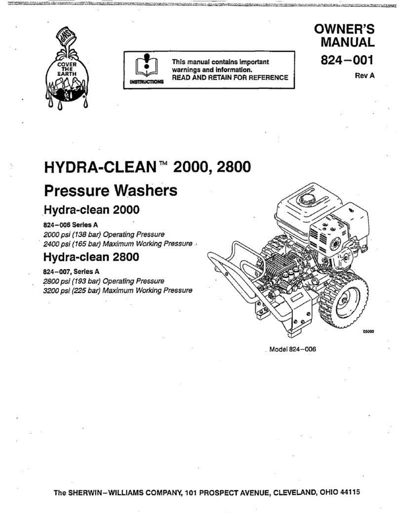 Sherwin-Williams HYDRA-CLEAN 2000 owner's manual
