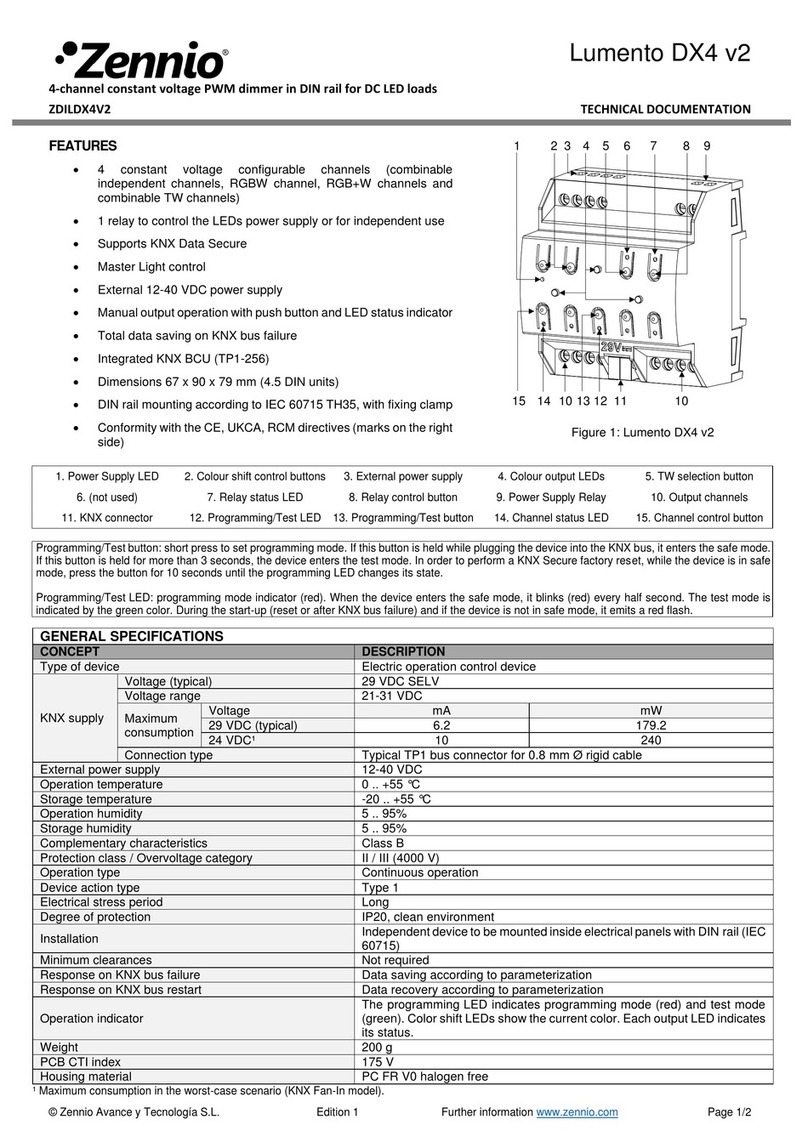 Zennio Lumento DX4 v2 Technical documentation