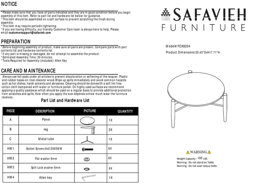 Safavieh Furniture FOX8204 quick start guide