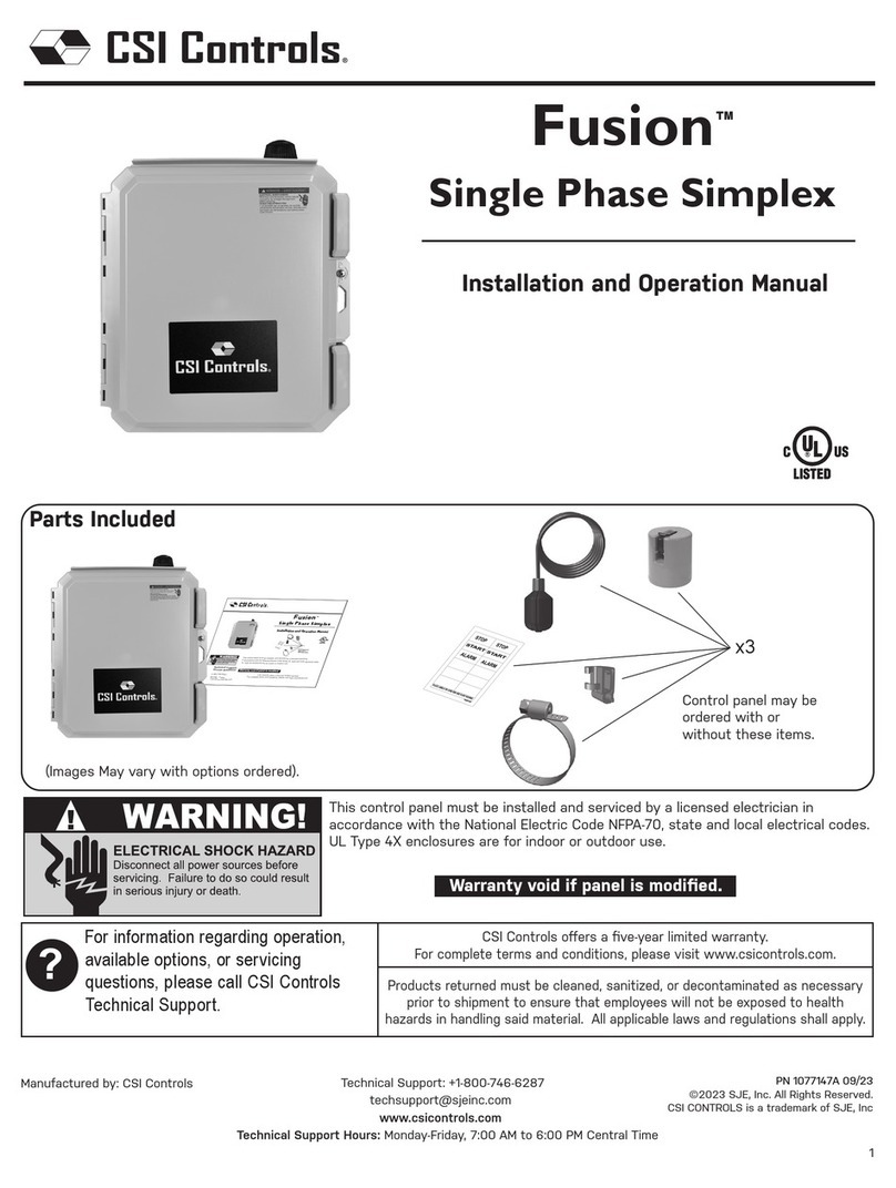 CSI Controls Fusion Single Phase Simplex Installation and operation manual