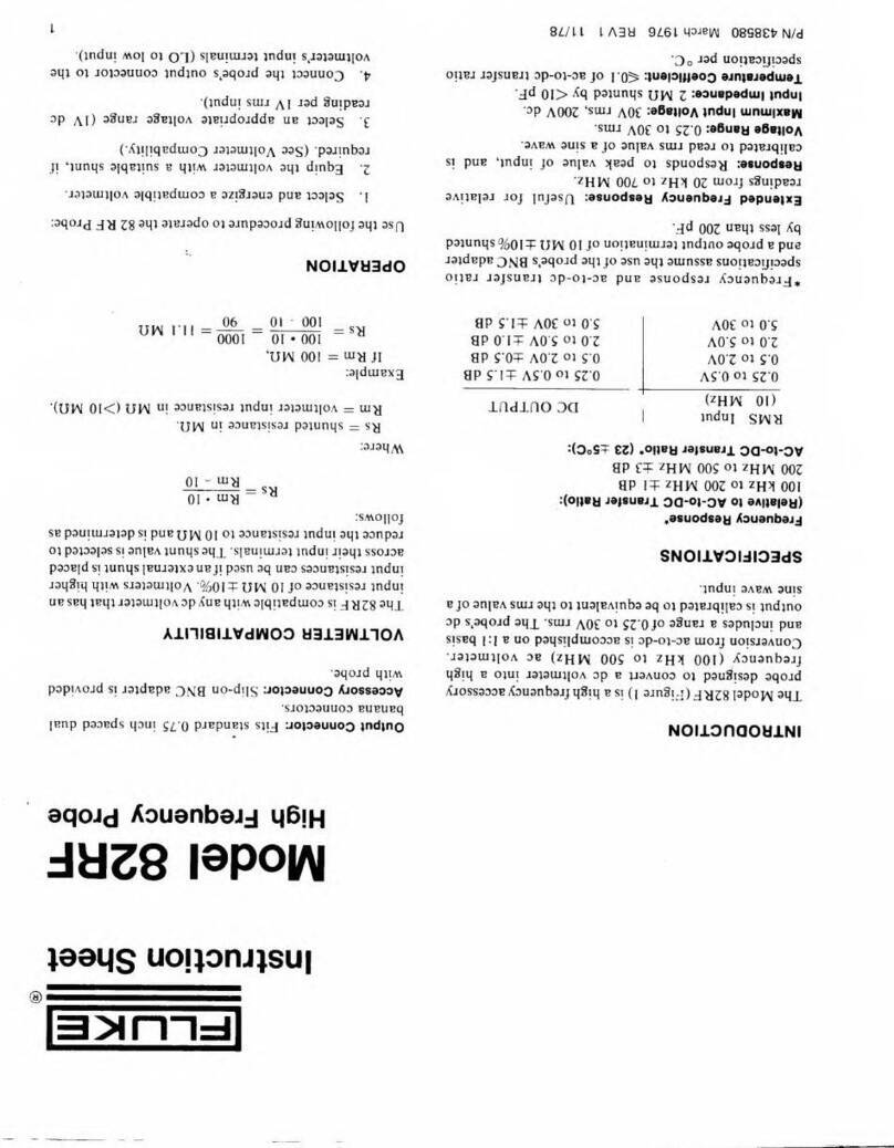 Fluke 82RF instruction sheet