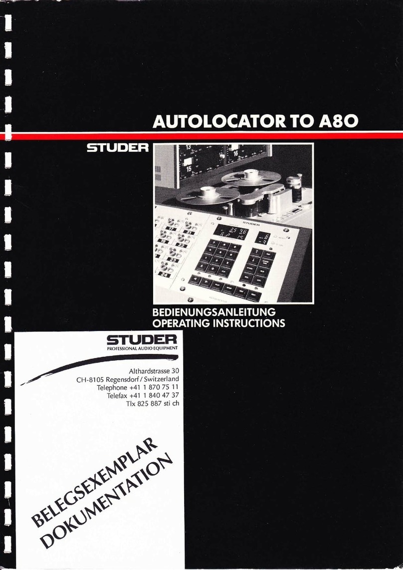 Studer TO A80 operating instructions