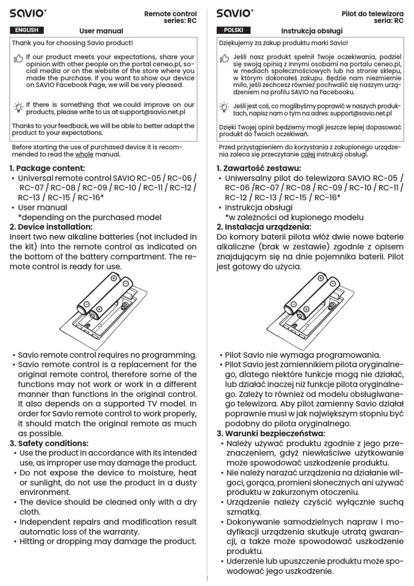 Savio RC Series user manual