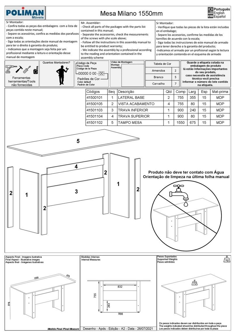 Poliman Moveis Mesa Milano User manual