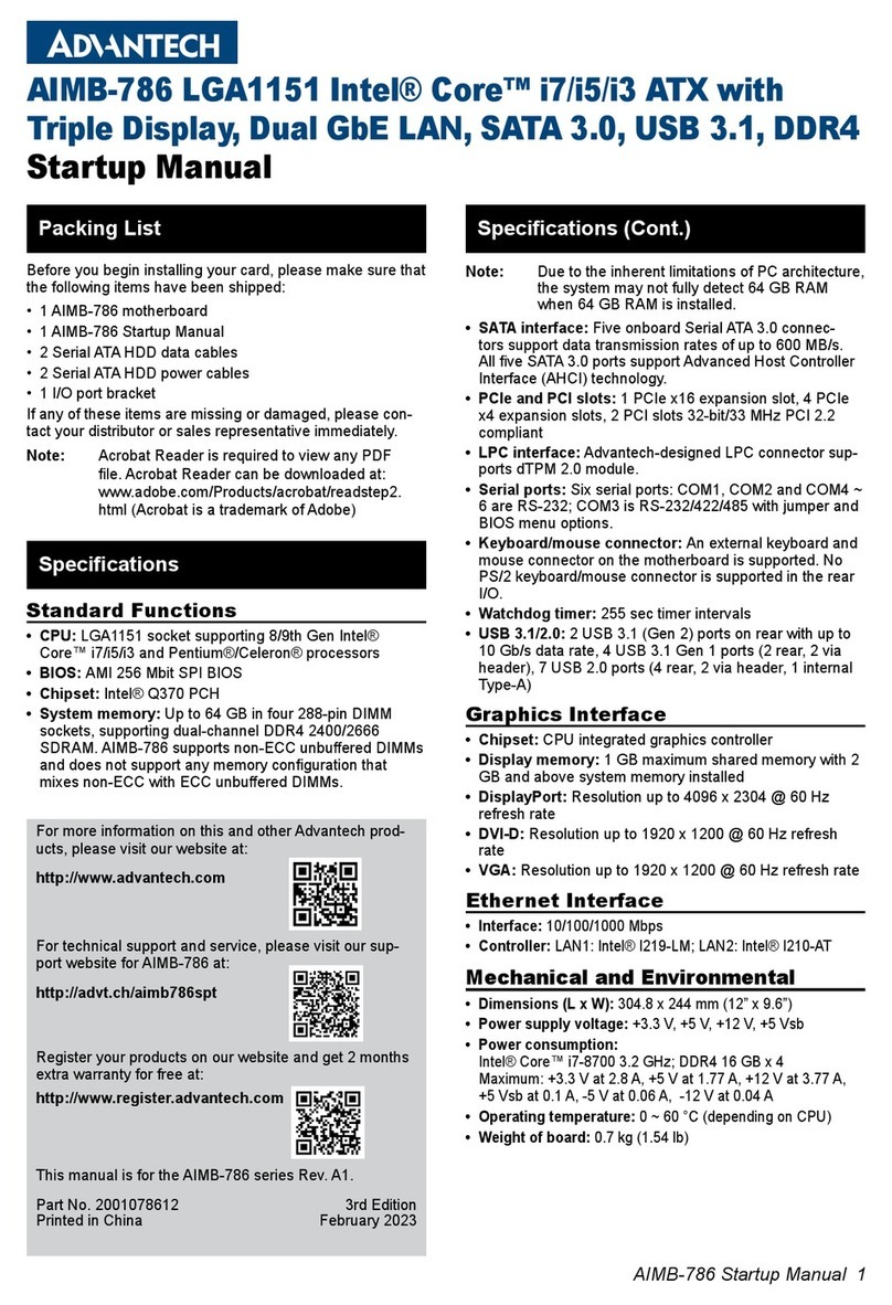 Advantech AIMB-786 Installation and operation manual