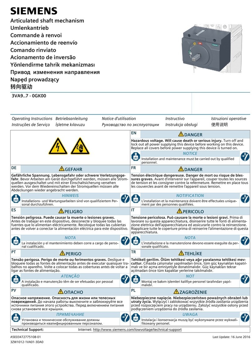 Siemens 3VA9 7-0GK00 Series operating instructions