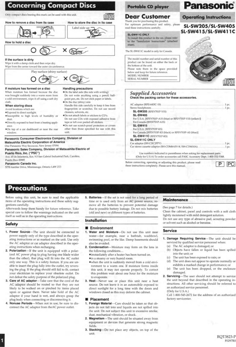 Panasonic SL-SW205 User manual