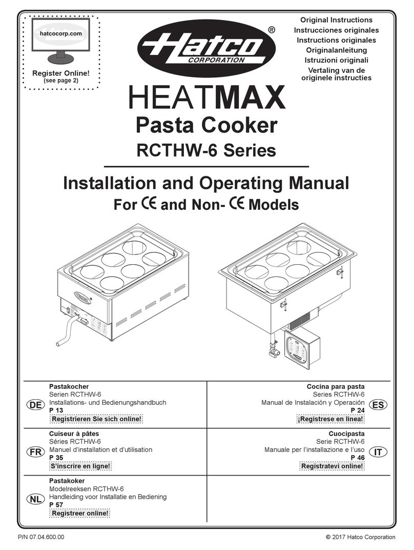 Hatco HEATMAX RCTHW-6 Series Installation and operating manual