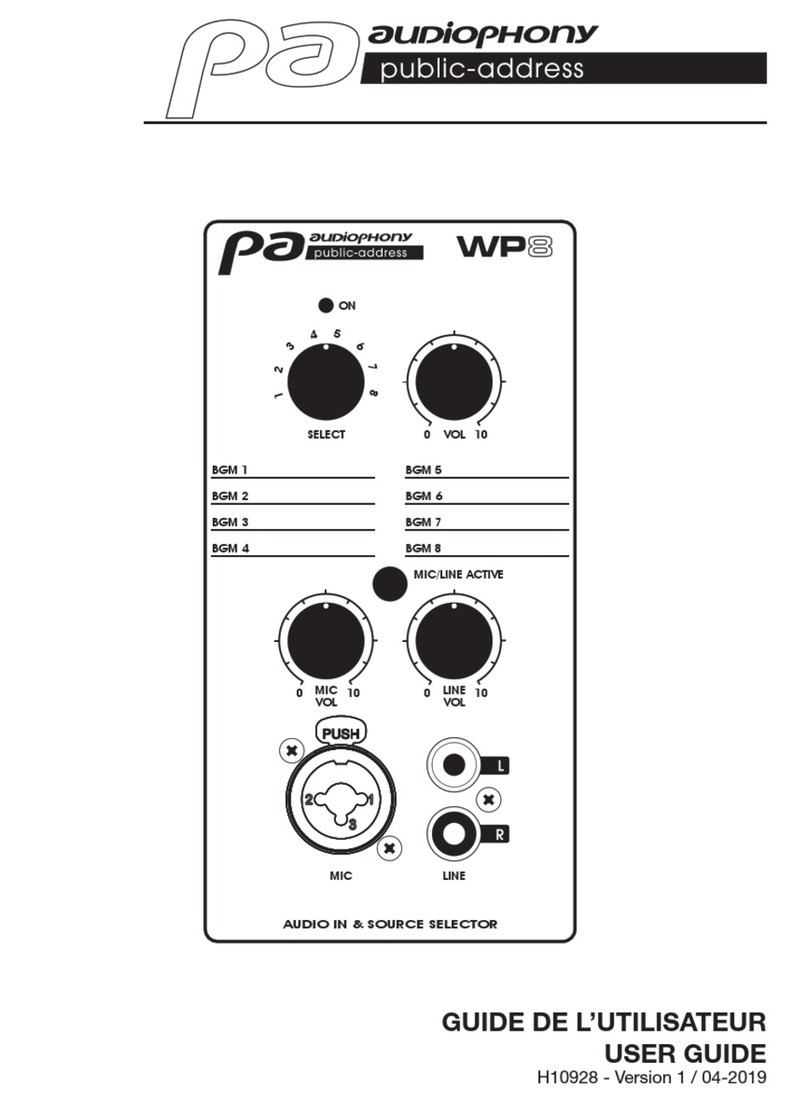 Audiophony PA WP8 user guide