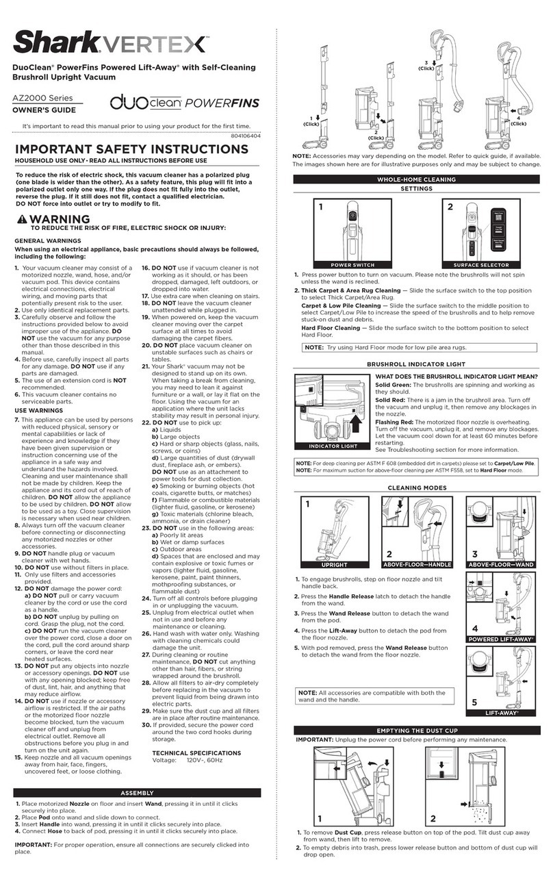 Shark Vertex DuoClean PowerFins AZ2000 Series User manual