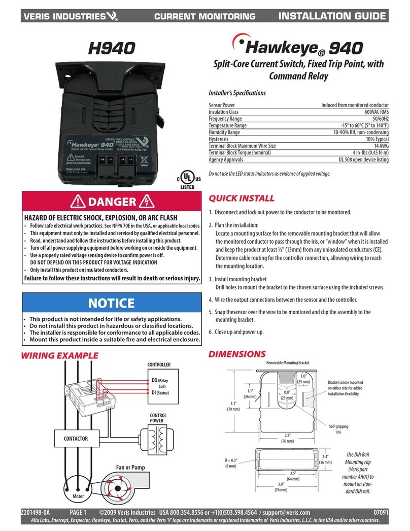 Veris Industries Hawkeye H940 installation guide Veris Industries Hawkeye H940 installation guide