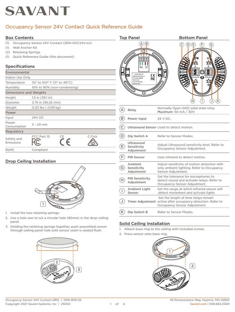 Savant SEN-OCC24V Series Quick reference guide