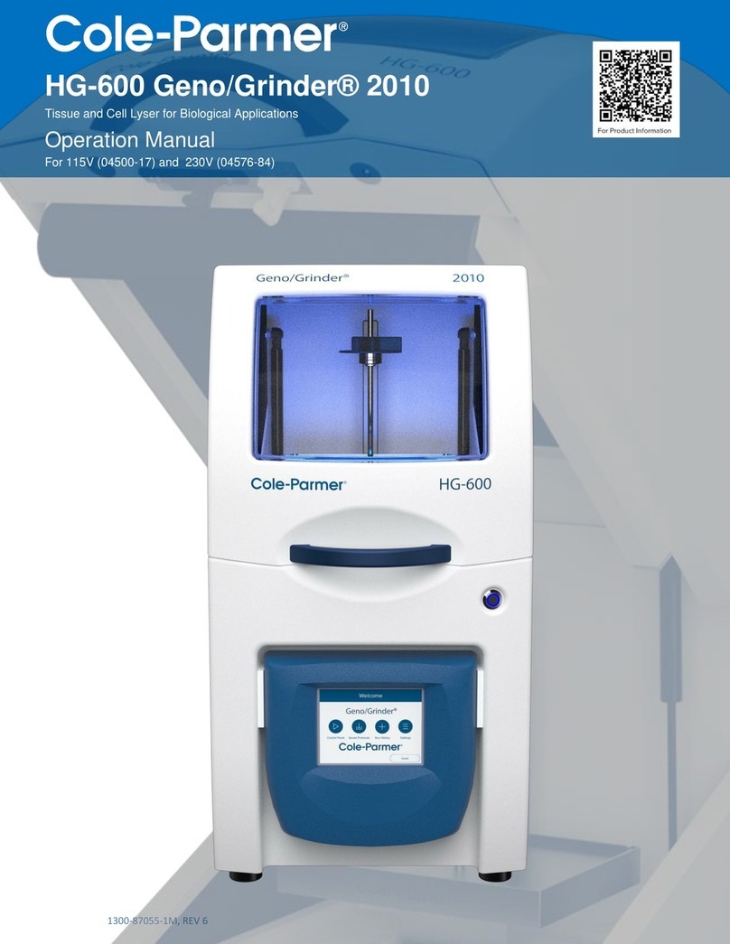 Cole Parmer HG-600 Geno/Grinder 2010 User manual