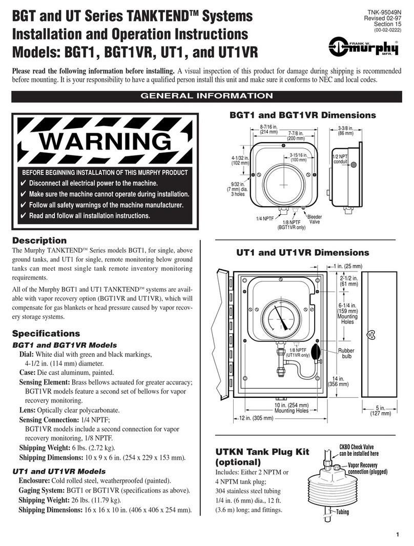 Murphy TANKTEND BGT Series Installation and operation instruction