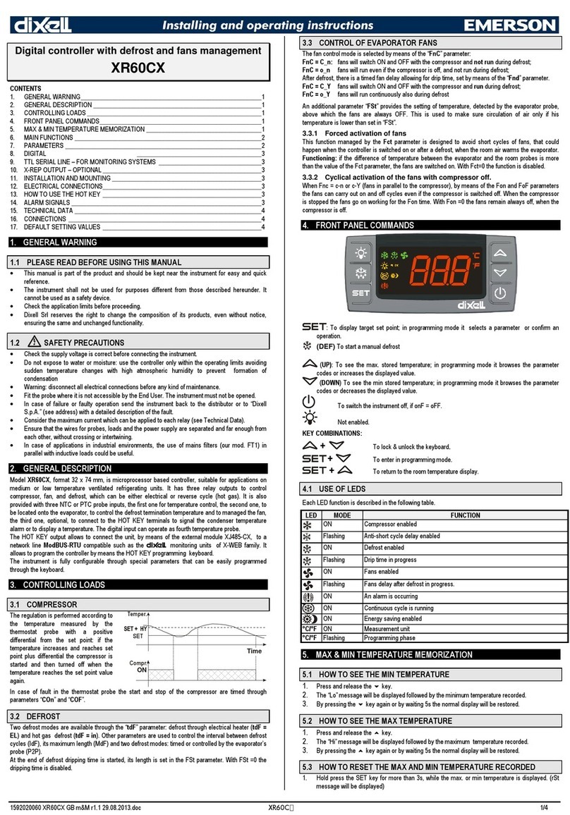 Emerson dixell XR60CX Installing and operating instructions