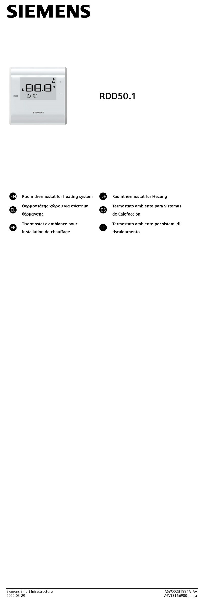 Siemens RDD50.1 manual