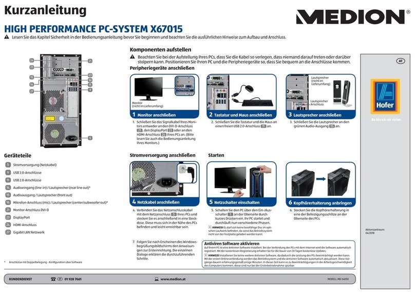 Medion X67015 quick start guide