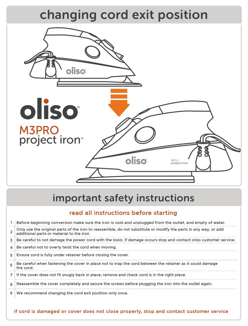 Oliso project iron M3PRO Important safety instructions