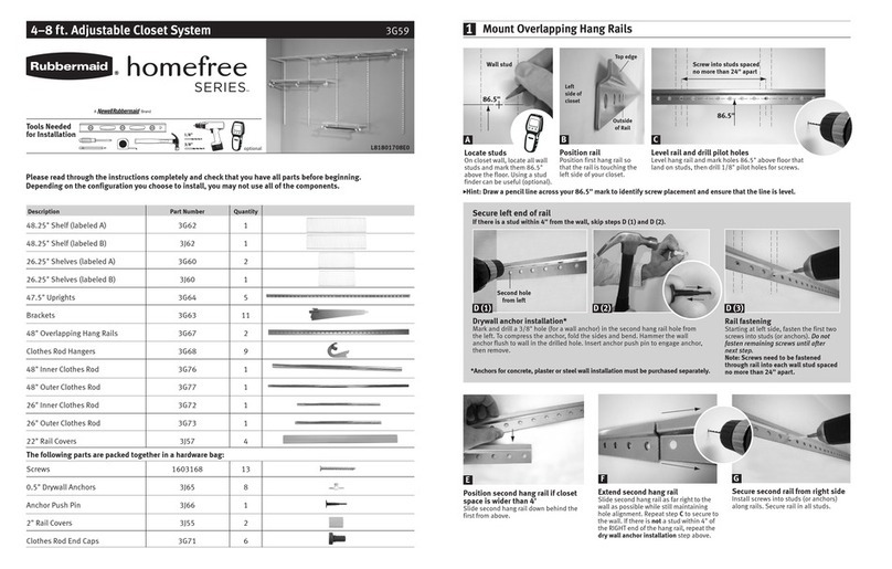 Rubbermaid homefree Series User manual Rubbermaid homefree Series User manual