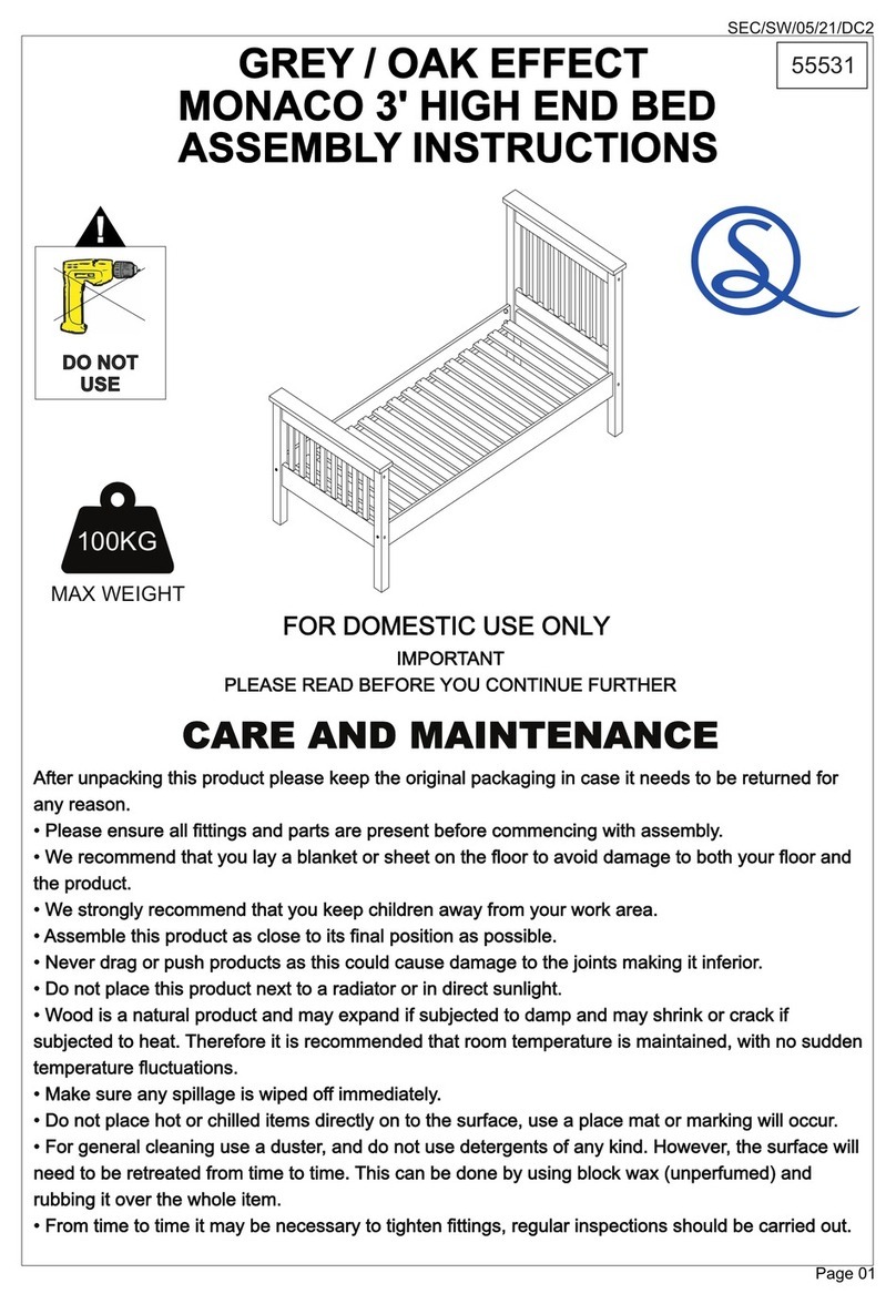 Seconique MONACO 3' HIGH END BED Assembly instructions Seconique MONACO 3' HIGH END BED Assembly instructions