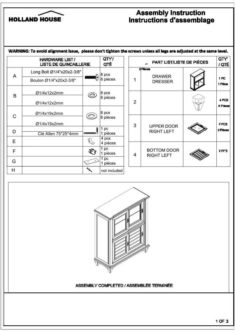 Holland House 6592-CU CURIO Assembly instructions