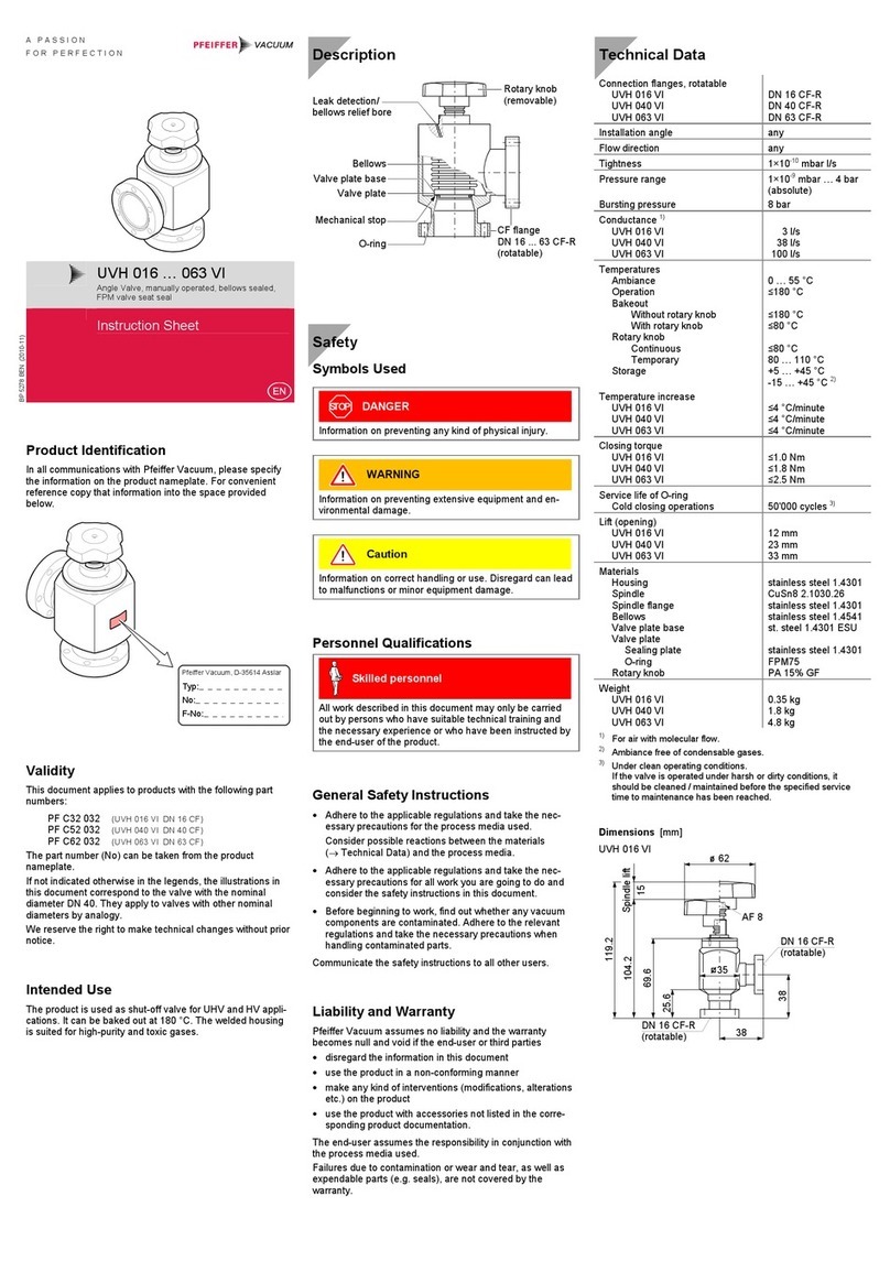 Pfeiffer Vacuum UVH 016 VI User manual