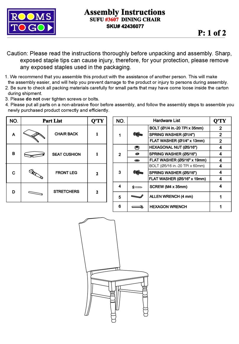ROOMS TO GO 3607 User manual ROOMS TO GO 3607 User manual