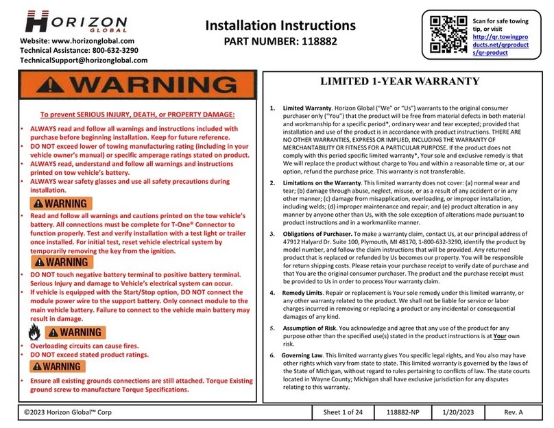 Horizon Global 118882 installation instructions