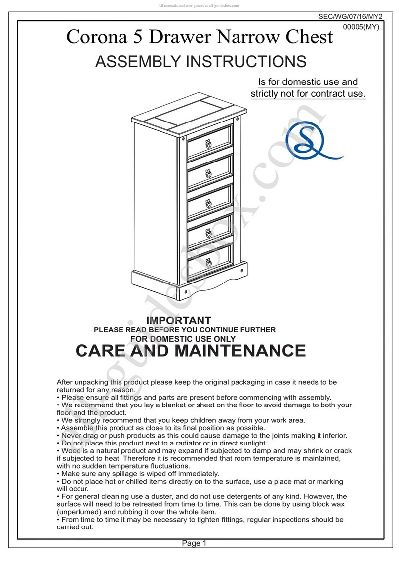 Seconique Corona 5 Drawer Narrow Chest Assembly instructions Seconique Corona 5 Drawer Narrow Chest Assembly instructions