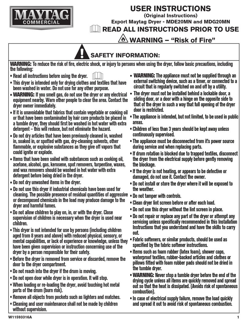 Maytag MDE20MN User instructions