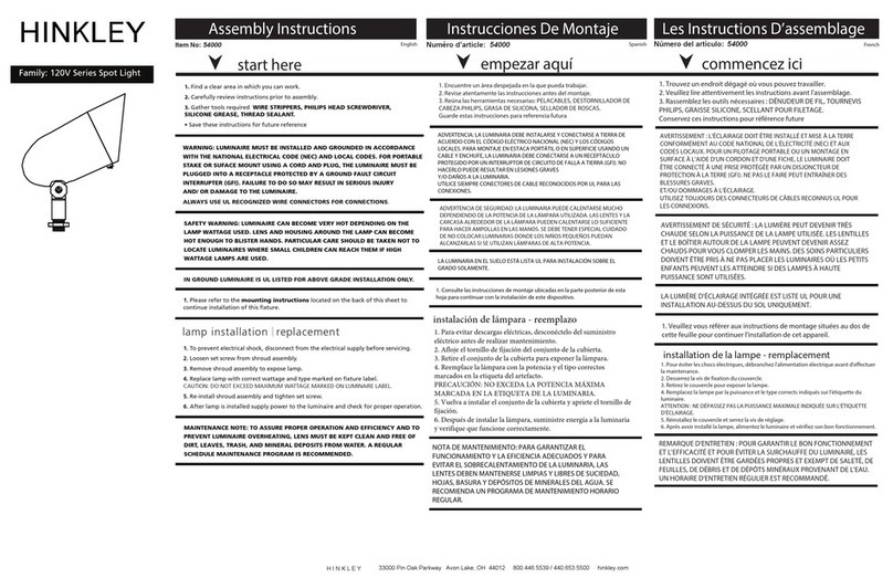 Hinkley 120V Series Assembly instruction