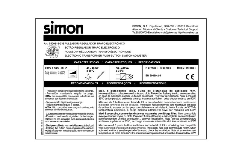 Simon 7500316-039 manual