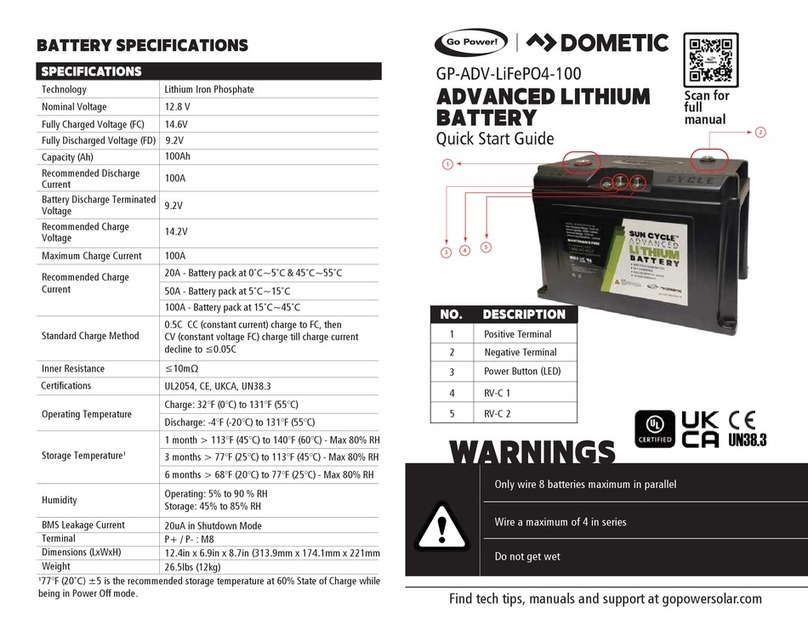 Dometic Go Power! GP-ADV-LiFePO4-100 quick start guide Dometic Go Power! GP-ADV-LiFePO4-100 quick start guide