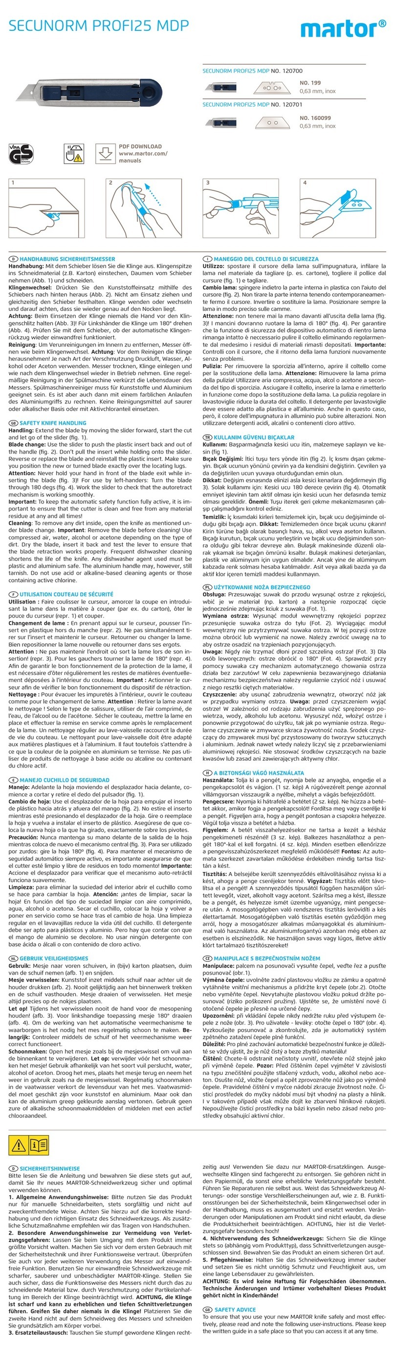 Martor SECUNORM PROFI25 MDP User manual