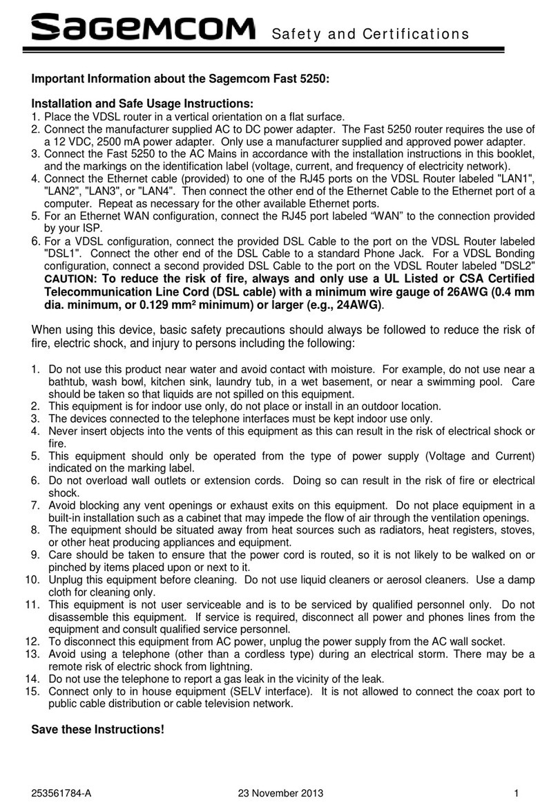 SAGEMCOM Fast 5250 User manual SAGEMCOM Fast 5250 User manual