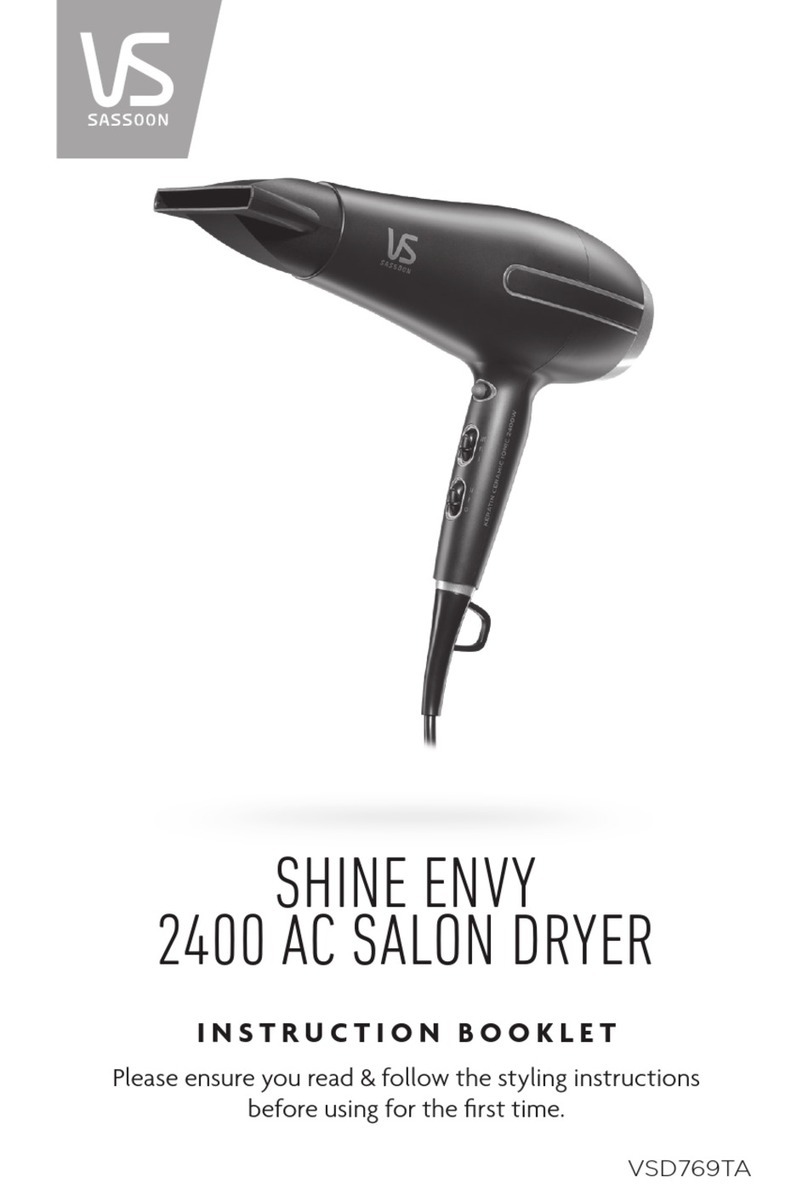 VS Sassoon SHINE ENVY VSD769TA Instruction booklet
