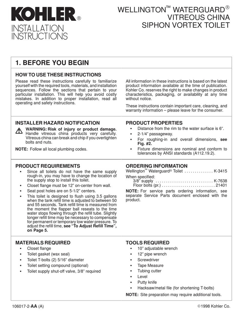 Kohler WELLINGTON WATERGUARD K-3415 User manual