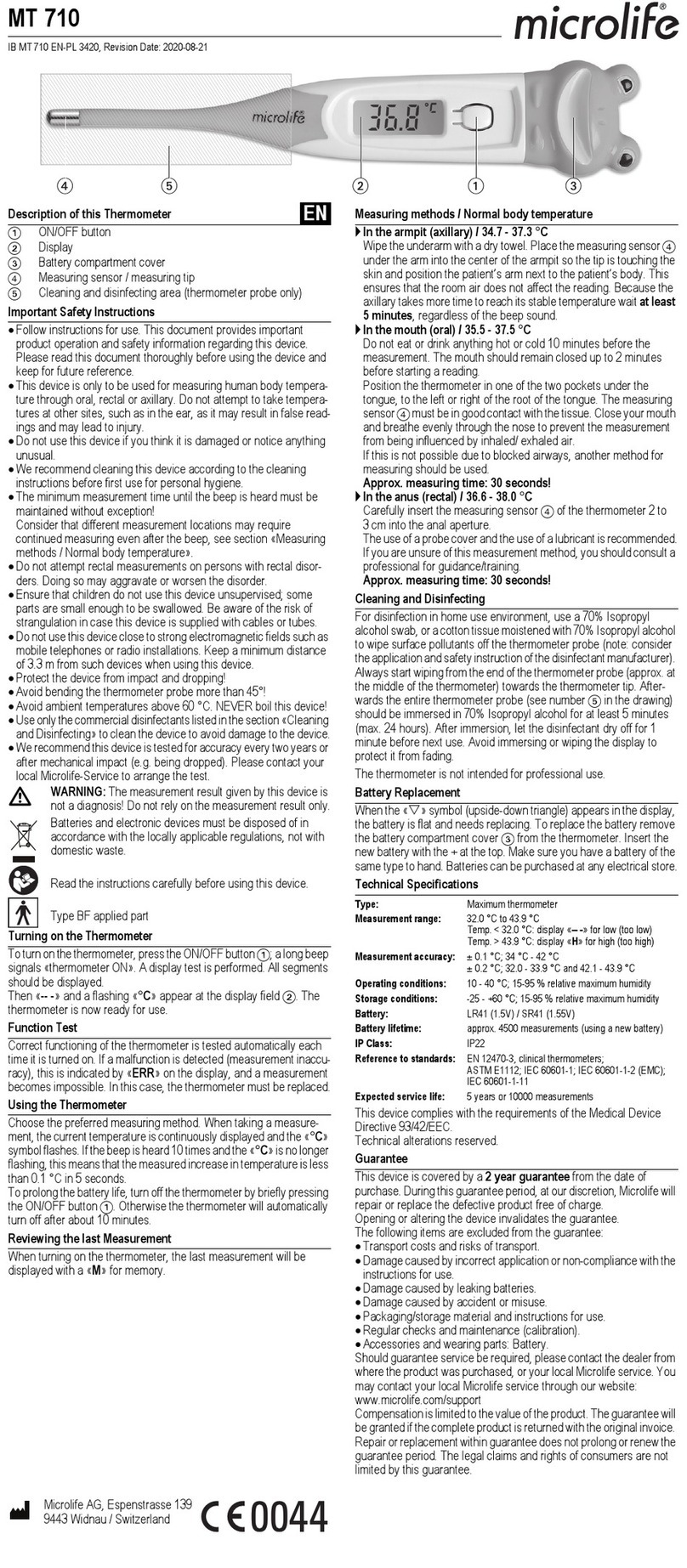 Microlife MT 710 User manual